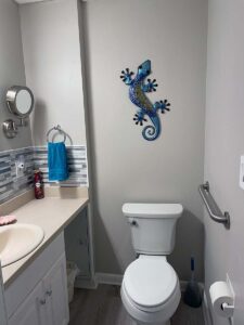 Separate Powder room off of family room near back door