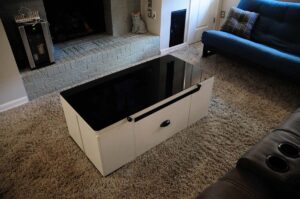 Deluxe suite game/work table and seating (closed)