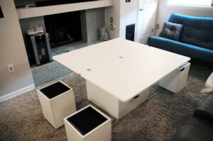 Deluxe suite work/game table opened position