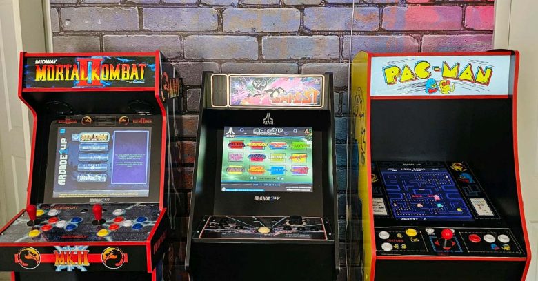 Atari game center in family room for rainy days or to entertain kids of all ages