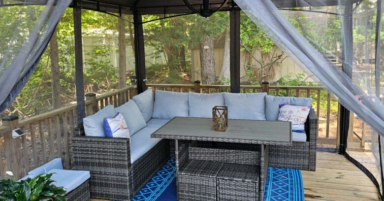 Screened gazebo for outdoor living, Summer 2024