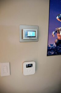 HVAC and whole house sound controls in dining room